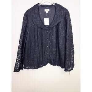 NWT Talbots Black Lace Long Sleeve Jacket Wedding Fairy Evening Cocktail 22W
